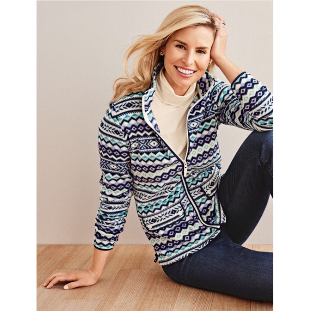 Preowned Talbots Fair Isle Fleece Jacket Women's Large - Picture 10 of 10